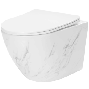 Classic wall Mounted WC & Seat (White Marble & Grey Vein)